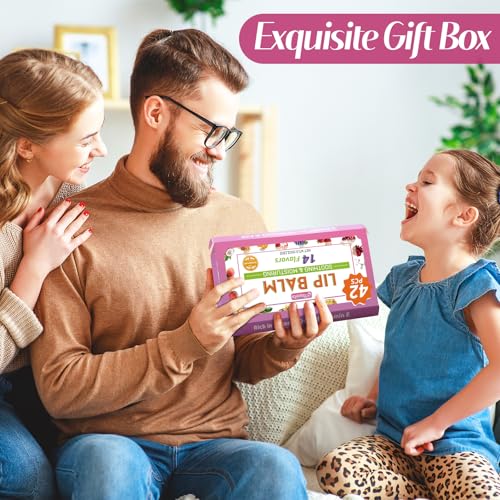 Yopela Mini Lip Balm Bulk 42 Pack, Natural Lip Balms with Vitamin E and Coconut Oil, Moisturizing and Nourishing Dry Cracked Lips,14 Flavors Chap Sticks Small Gift Party Favors for Kids Adults