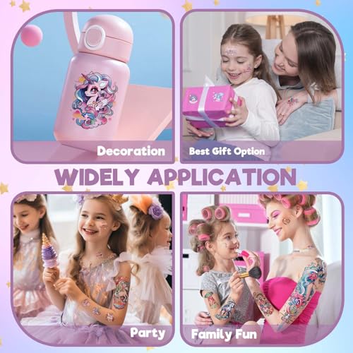 Unicorn Temporary Tattoo Kit for Kids - 35 Styles, 24 Sheets
