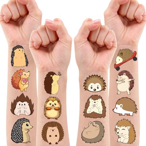 Hedgehog Temporary Tattoos - 10 Sheets, 100 PCS Party Favors