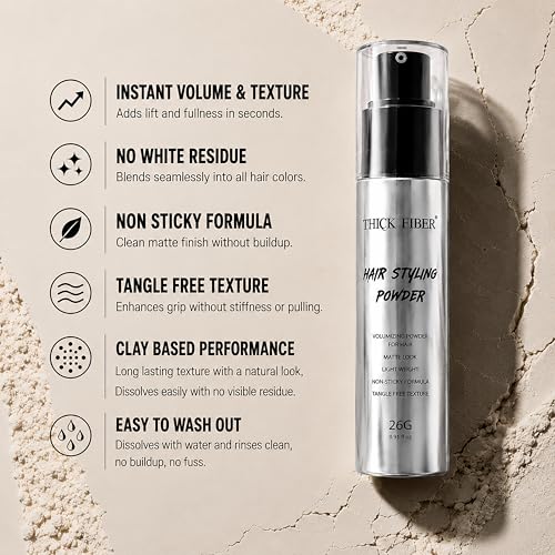 Thick Fiber Hair Styling Powder – Tangle-Free, Non-Sticky, No White