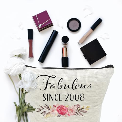 18th Birthday Gifts for Girls, Sweet 18 Year Old Gift Makeup Bag, 18 Birthday Gift Makeup Bags for Her, Sister, Friend, Daughter, Teen Girl Gifts Makeup travel Bag, Cosmetic Bag, Fabulous Since 2008