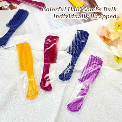 Combs Bulk Individually Wrapped Pocket Travel Hair Combs for Women, Men and Kids, Bulk Comb for Homeless Hotel Shelter Home Charity(purple, raspberry, yellow, blue, Pack of 60)