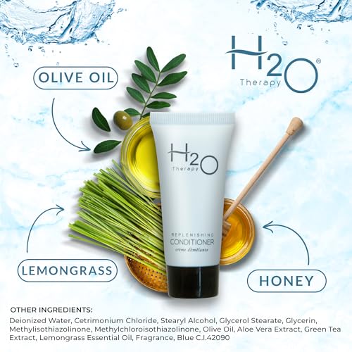 Travel Size Hotel Conditioner 300 Count 0.85 oz Bottles Guest Amenities for Hotels Vacation Rentals and Short Term Rentals Paraben Free Green Tea Scent Infused with Aloe and Olive Oil by H2O Therapy)