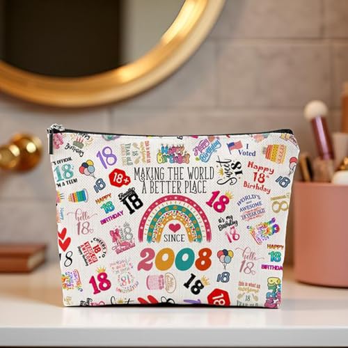 NONETH 18th Birthday Makeup Bag for Girls - 2008 Design, Travel Organizer