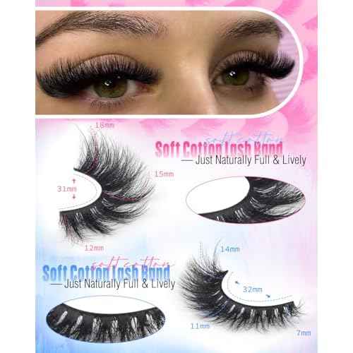 Newcally False Eyelashes Thick Volume Wispy Faux Mink Lashes 8D Volume Long Cat Eye Lashes Dramatic 18MM 2 Styles Mixed Fake Lashes 14 Pairs Pack