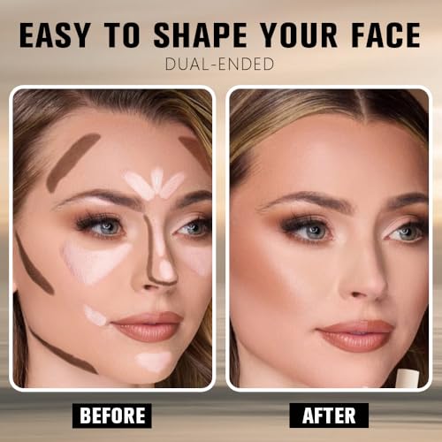 Dual-Ended Contour & Highlighter Stick Makeup – Waterproof, All Skin Tones