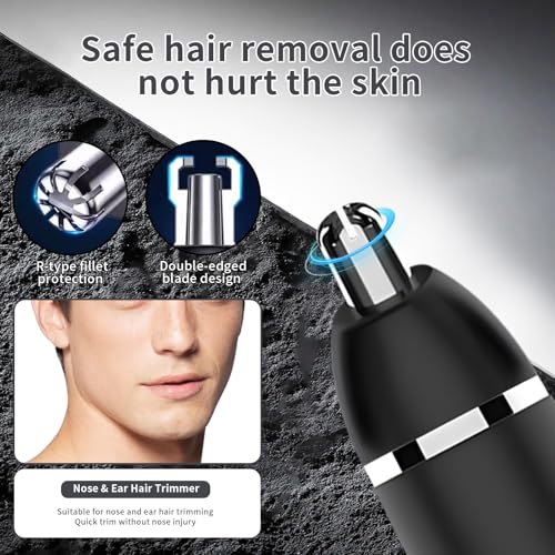 Nose Hair Trimmer for Men and Women, Portable, Waterproof and Rechargeable for Ears, Face (Black)