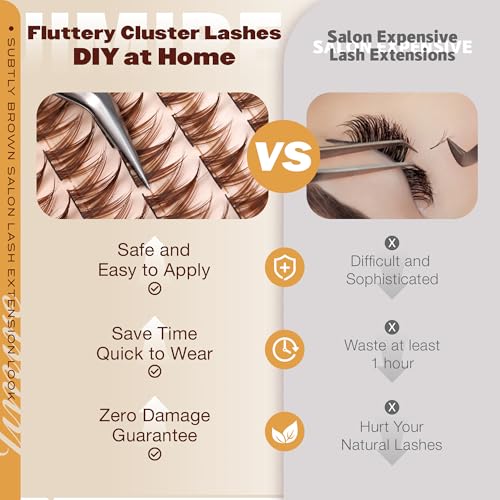 JIMIRE Brown Manga Cluster Lashes D - Natural Wispy Fake Eyelashes 10-16MM