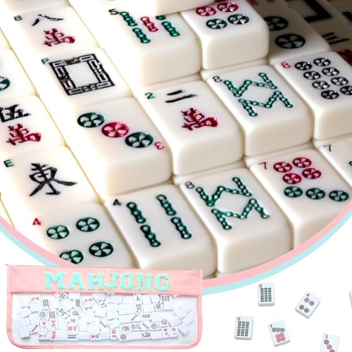American Mahjong Tile Bag with Gold Zipper - Pink Blue