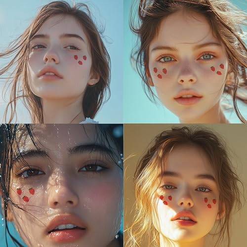 Strawberry Speckle Face Patches - 10 Waterproof Temporary Tattoos