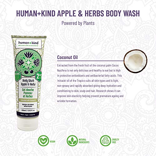 Human+Kind Body Wash - Natural, Moisturizing Body Soap with Coconut Oil - A Gentle, Soothing Cleanse for Dry, Sensitive Skin - Three Fresh Scents: Orange, Grapefruit, and Apple and Herbs - 8.45 oz