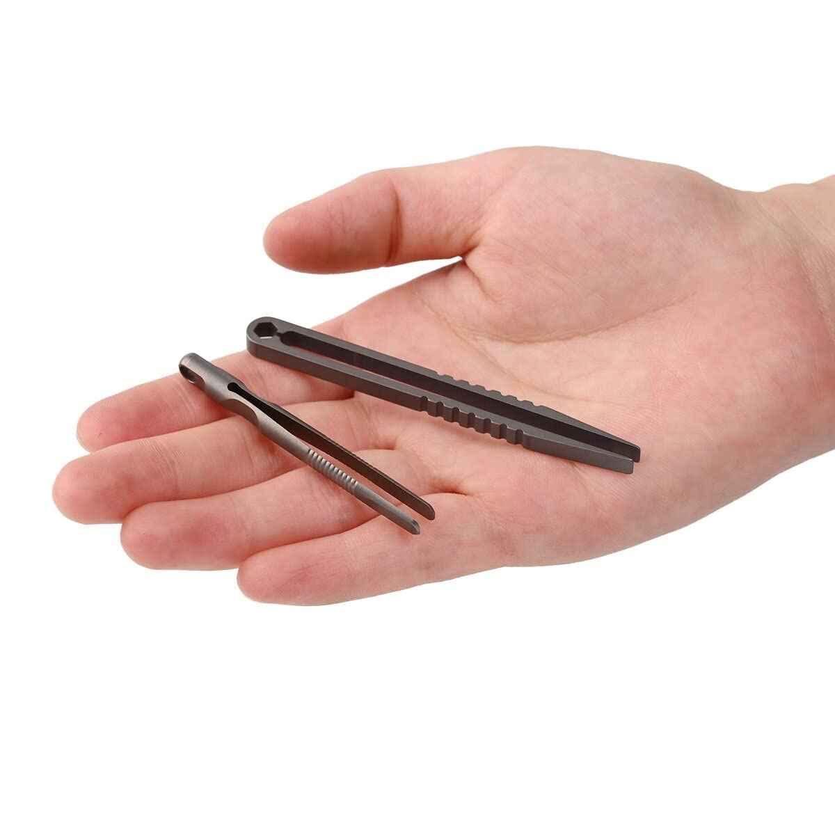 NHDT 2 PCS Mini Titanium Tweezers Tool .Ultralight and Portable EDC Tweezers,Easy to Hold,And Use for Precision Splinter Removal or Holding Small Parts.