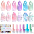 Beetles Fairy Garden Cat Eye Gel Nail Polish Set - 6 Colors 15ML Spring Gel Polish Kit Glitter Pink Purple Blue Orange Red Green Magnetic Effect Soak Off UV Nail Art DIY Manicure Gift for Women