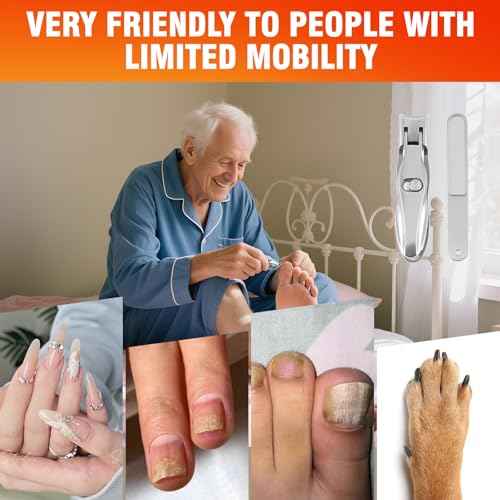 Toenail Nail Clippers for Thick Nails for Seniors, Professional Heavy Duty Edgy Nail Clippers for Men, Large Wide Jaw Opening Fingernail Clipper Cutters with Catcher for Women