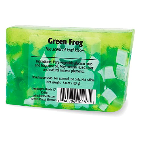 Primal Elements Glycerin Bar Soap | Helps All Skin Types, Sensitive, Oily & Dry Skin | NO PARABENS, VEGAN, GLUTEN FREE, 100% VEGETABLE BASE - (Green Frog)