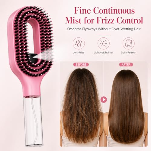 Spray Hair Brush with Fine Mist for Frizz Control