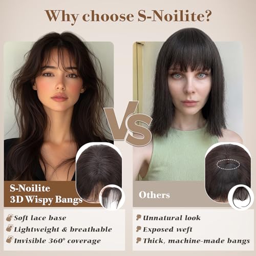 Clip in Bangs Human Hair - S-noilite 360° Cover Wispy Bangs