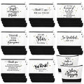 Cunno 30 Pcs Employee Appreciation Gifts Inspirational Canvas Makeup Bags Bulk Cosmetic Pouch with Zipper Travel Toiletry Organized for Women Coworkers Staff, 6 Style(Classic)