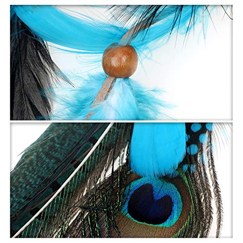 Feather Hair Clip Extensions - 2 Pack Bohemian Peacock Mixed Colors