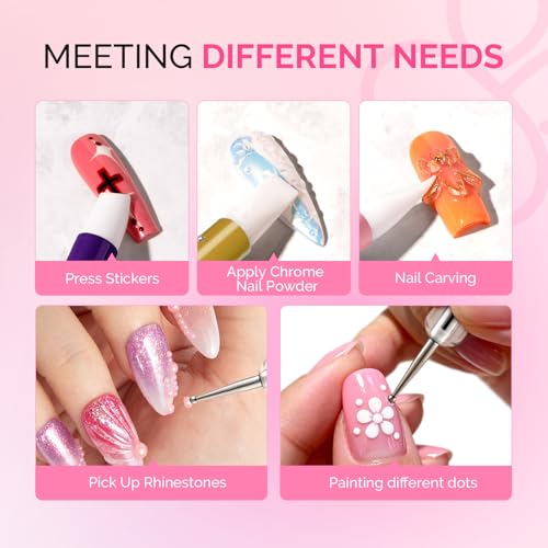MelodySusie 5Pc Nail Art Brush Set with Dotting Pens & Sculpting Tools