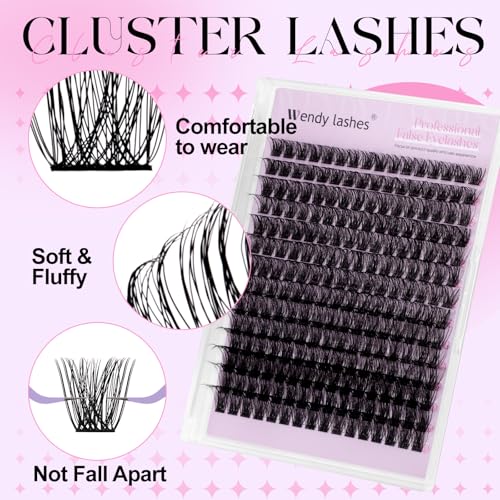 WENDY Cluster Lashes 10-18mm D Curl Wispy Eyelash Extensions