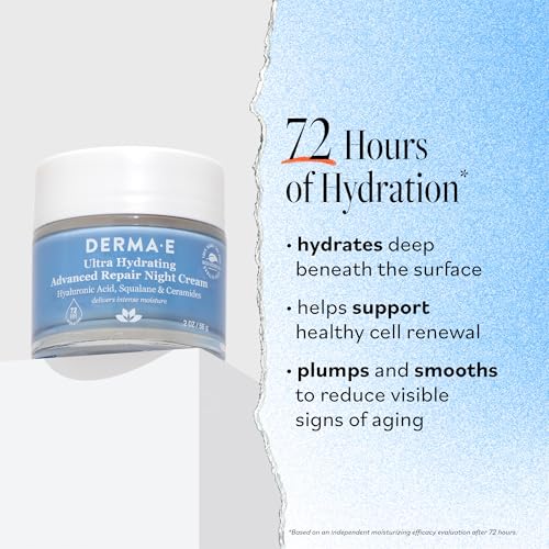 Derma E Ultra Hydrating Day & Night Cream Set ? Moisturizer Duo with Hyaluronic Acid, Squalane & Ceramides for Nourished, Replenished Skin ? Gentle Daily and Overnight Facial Care