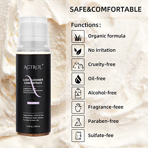 ACTROL Ice Cream Lash Shampoo Concentrate 100ml - Makes 20 Foaming Bottles | Pack of 1
