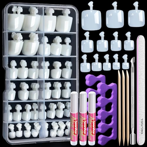 Teenitor 120pcs Press On Toenails Kit with Glue & Tools