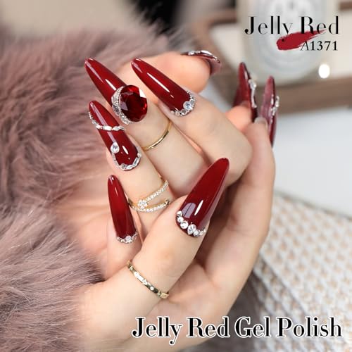 Double Rhythm 15ML Dark Burgundy Gel Polish Jelly Red-A1371 for Manicure & Nail Art