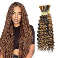 FuivJuix P4/27 Blonde Human Hair Braiding Extensions - Deep Wave, 22 Inch, 3 Bundles