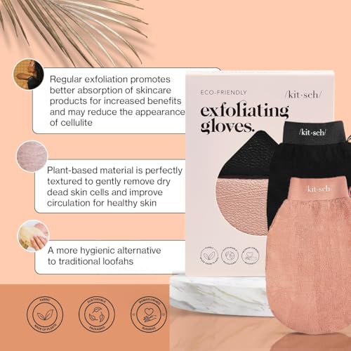 Kitsch Korean Exfoliating Glove 2-Pack - Deep Body Scrub Mitts