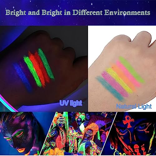 12pc Glow in Dark Face & Body Paint Crayons UV Neon