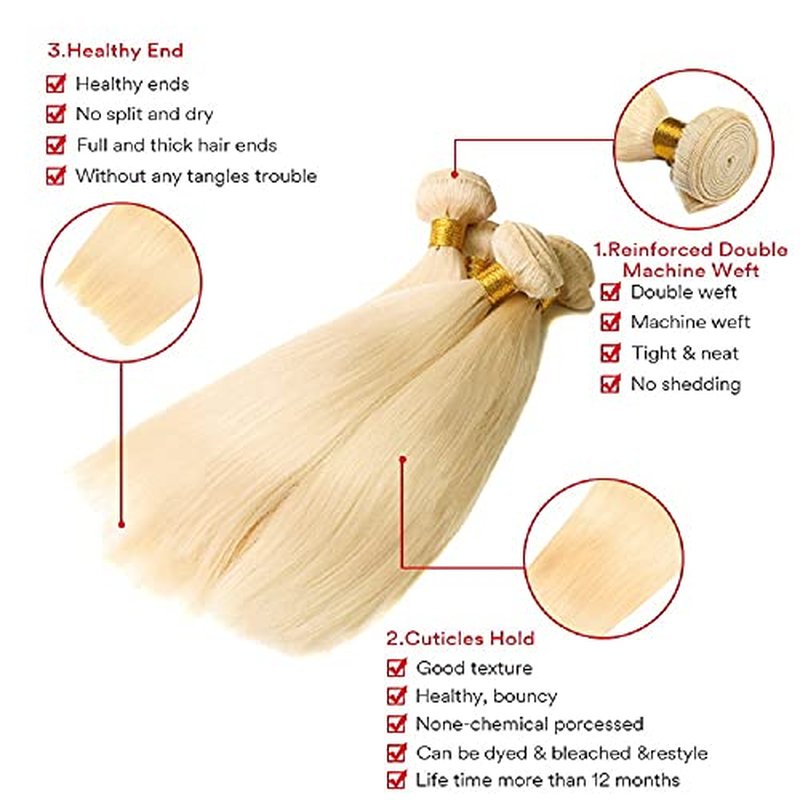 613 Straight Blonde Human Hair Bundle - 28 Inch Unprocessed Virgin Hair