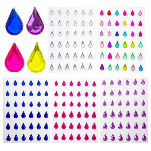 Children Face Gems Stickers 5 Sheets Self Adhesive Rhinestone Decals for Festival Party Makeup and Performance Face Jewels