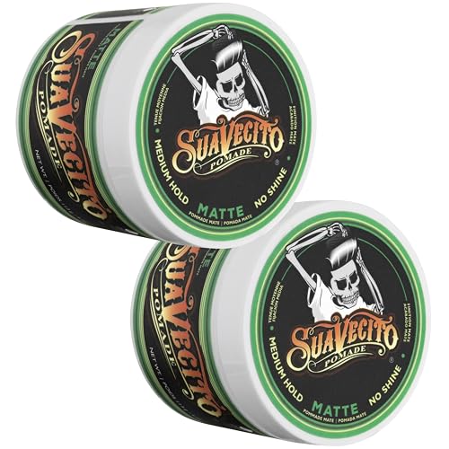 Suavecito Pomade Matte (Shine-Free) Formula 4 oz, 2 Pack - Medium Hold Hair Pomade For Men - Low Shine Matte Hair Paste For Natural Texture Hairstyles