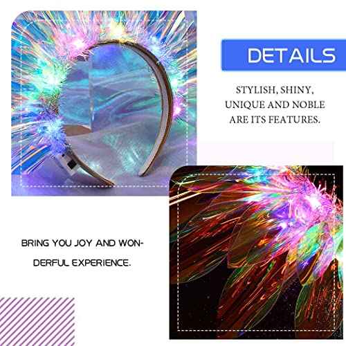 JONKY Light Up Crown Led New Year Eve Headband Glow Birthday Headpiece Rave Costume Hair Accessories for Women