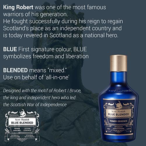 Scott Hamish Blue Blended Toner Essence - Men Facial Toner Essence with Hyaluronic Acid & Amino Acid - Hydrating Toner Restore Vitality ? All in One Face & Aftershave, 6.09 fl.oz.