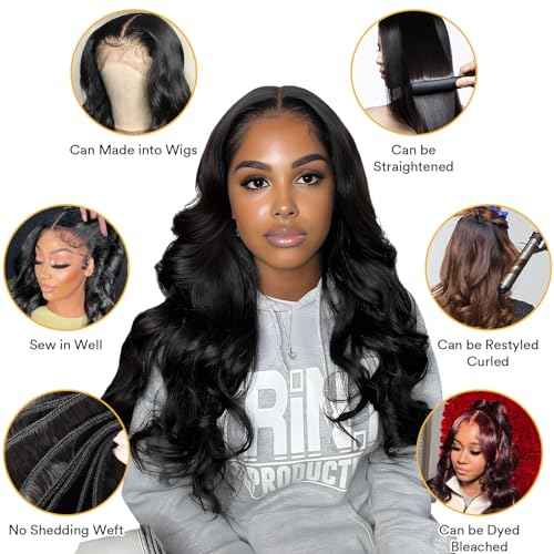 12A Human Hair Bundles Body Wave Human Hair Bundles Body Wave 1 Bundles Raw Human Hair Bundles Virgin Bundles 100% Unprocessed Weave Bundles Human Hair Extensions Natural Black