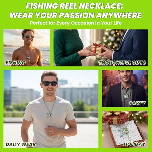 Fishing Reel Necklace Pendant for Men & Women