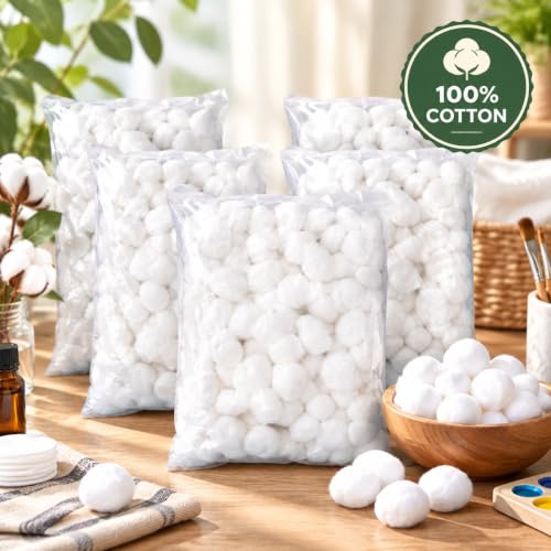 Hedume 500 Count Organic Cotton Balls - Biodegradable, Fragrance-Free, Super Absorbent for Household & Craft Use