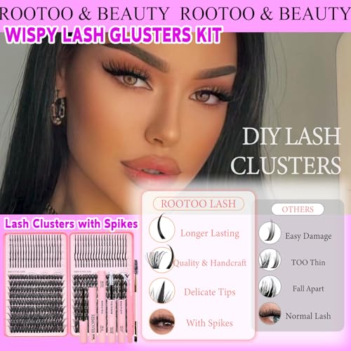 Lash Clusters with Spikes, 100D+120D Eyelash Clusters Extensions Individual D Curl Fluffy Wispy False Eyelashes DlY Manga Lashes Extension (12-22mm, Lash Clusters)