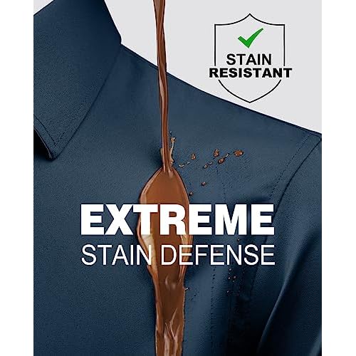 Alimens & Gentle Slim Fit Dress Shirts for Men Long Sleeve Stretch Stain Proof Wrinkle Free Button Down Shirts Formal Shirts