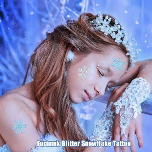 Snowflake Glitter Temporary Tattoos - 5 Sheets Winter Party