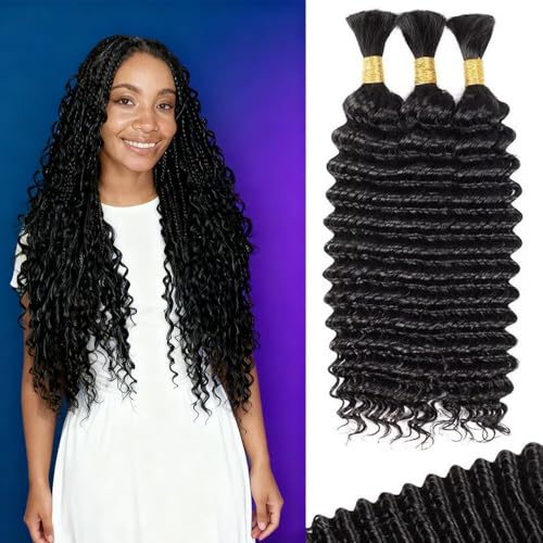 18 Inch Deep Wave Boho Braiding Hair - 3 Bundles, 150g