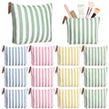 Hillban Pastel Striped Canvas Makeup Bags - 12 Pack Bulk