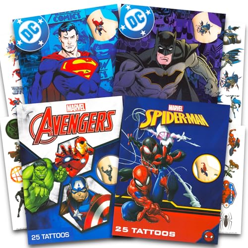Superhero Temporary Tattoos for Kids - 100 Pc Bundle