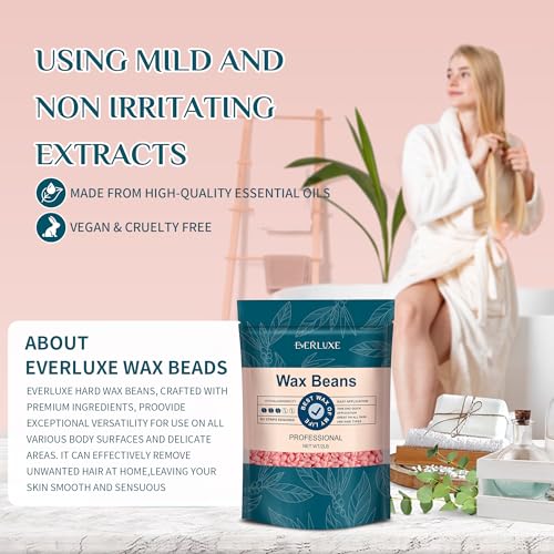 Wax Beads 2lb, Hard Wax for Hair Removal, Hypoallergenic Wax for Sensitive Skin, Facial Waxing, Brazilian, Bikini Waxing