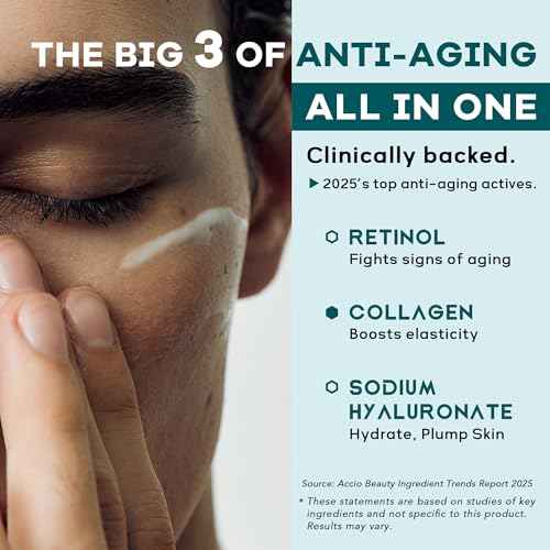 6-in-1 Face Cream for Men: Hydrating Water Based Men Face Moisturizer with Retinol, Collagen, Sodium Hyaluronate - Mens Anti Aging Face Cream for Day and Night Use