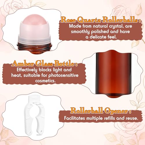 Rose Quartz Roller Bottle 50ml - Pink Crystal Essential Oil Applicator