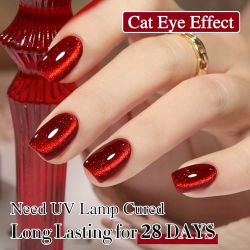 Double Rhythm Cat Eye Gel Nail Polish - Blood Red 15ml